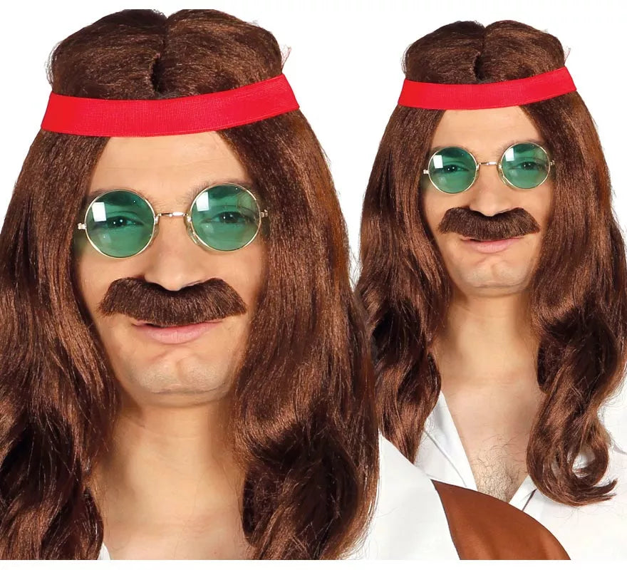 Translation missing: pt-PT.Peluca de Hippie con cinta y bigote