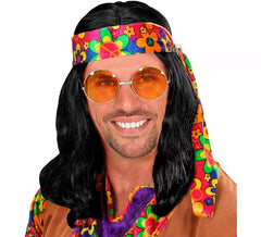 Peruca hippie preta com bandana