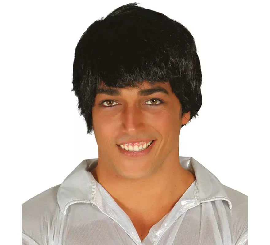 Translation missing: pt-PT.Peluca de Hombre Negra con flequillo