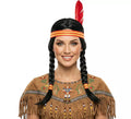 Peluca de India con Trenzas y cinta con pluma