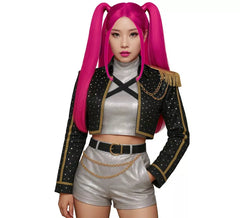Peruca rosa de Cantora K-Pop