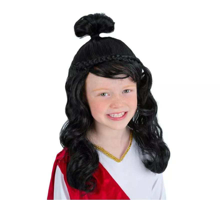 Translation missing: pt-PT.Peluca de Princesa Griega negra infantil