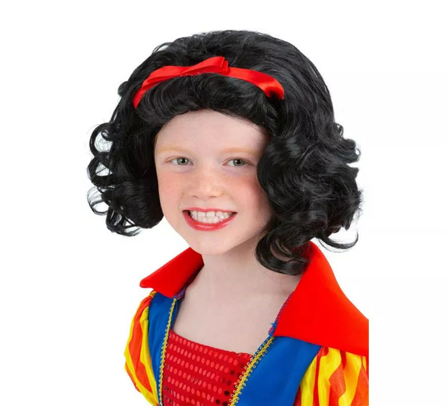 Translation missing: pt-PT.Peluca de Princesa Nieve de cuento con lazo infantil