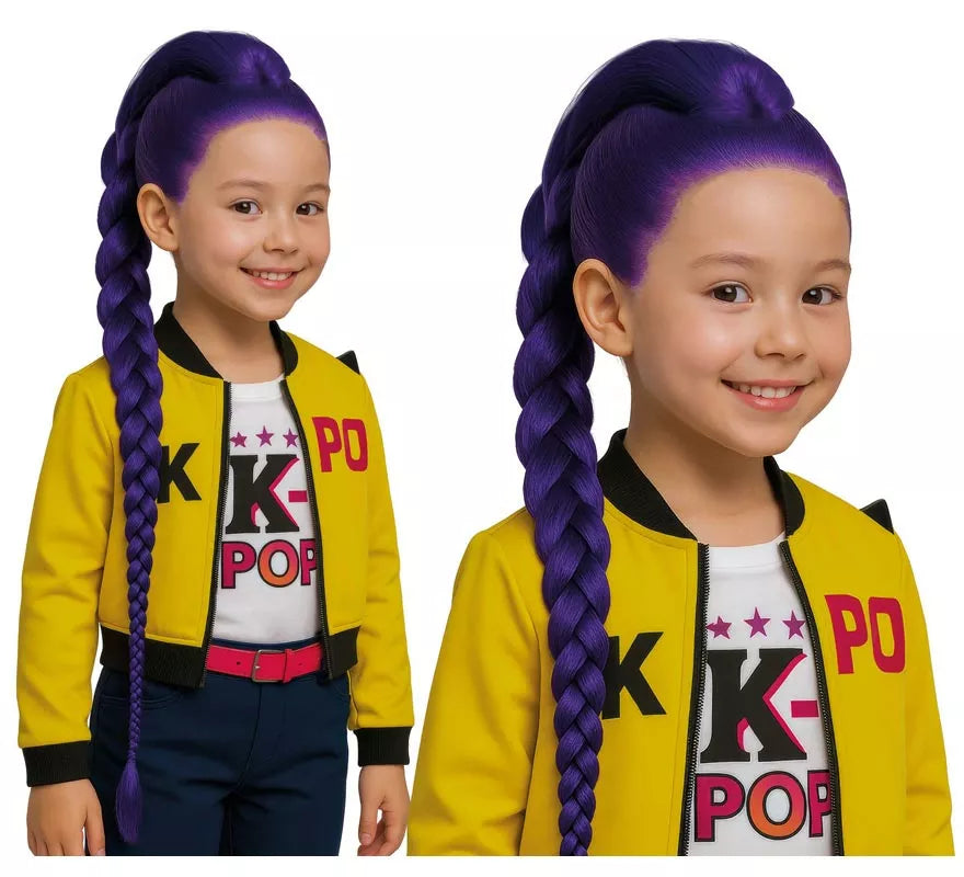 Translation missing: pt-PT.Peluca con trenza lila Cantante K-Pop