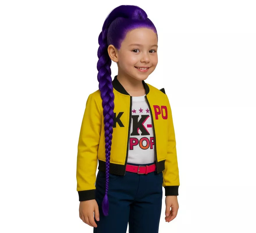 Translation missing: pt-PT.Peluca con trenza lila Cantante K-Pop