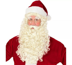 Peruca de Papai Noel ou São Nicolau com barba, bigode e sobrancelhas.