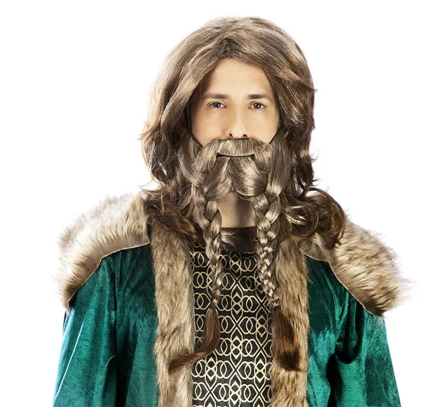 Translation missing: pt-PT.Peluca de Vikingo lisa con Barba tejida