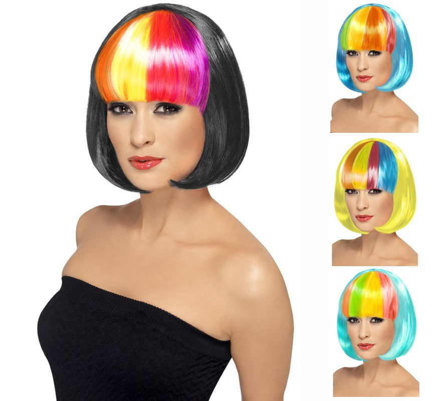 Translation missing: pt-PT.Peluca estilo bob en varios colores con flequillo arco iris