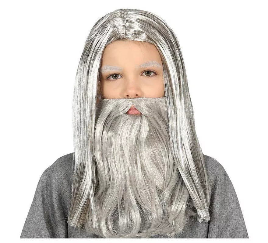 Translation missing: pt-PT.Peluca Gris con Barba Larga Infantil