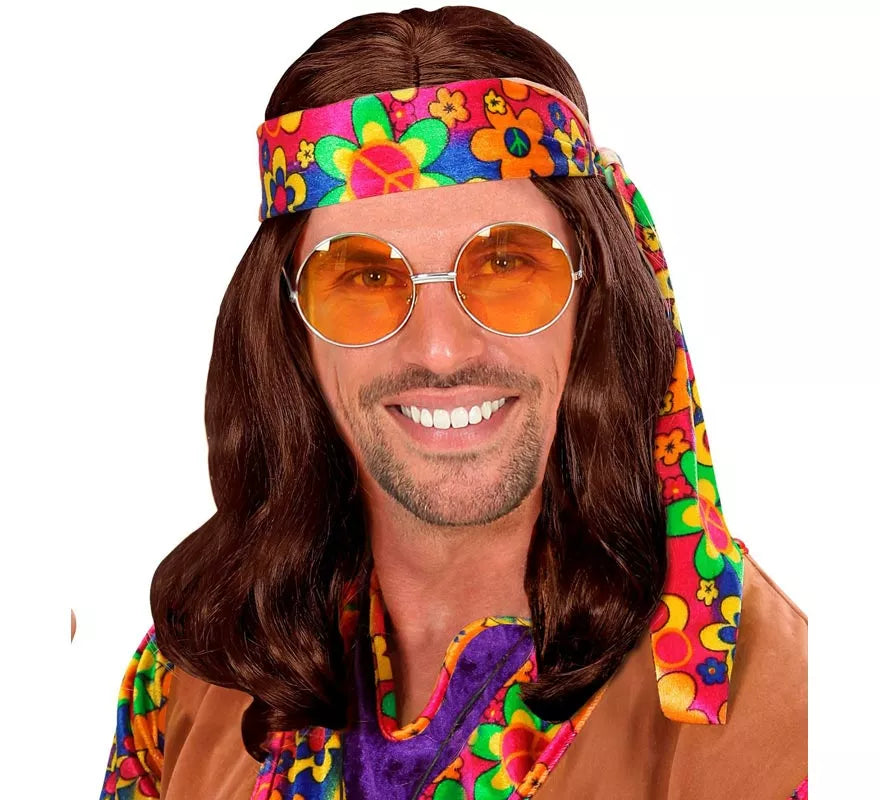 Translation missing: pt-PT.Peluca Hippie con Banda en varios colores adulto
