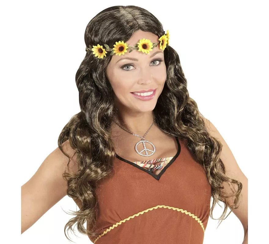 Translation missing: pt-PT.Peluca Hippie o Medieval con cinta en varios colores adulto