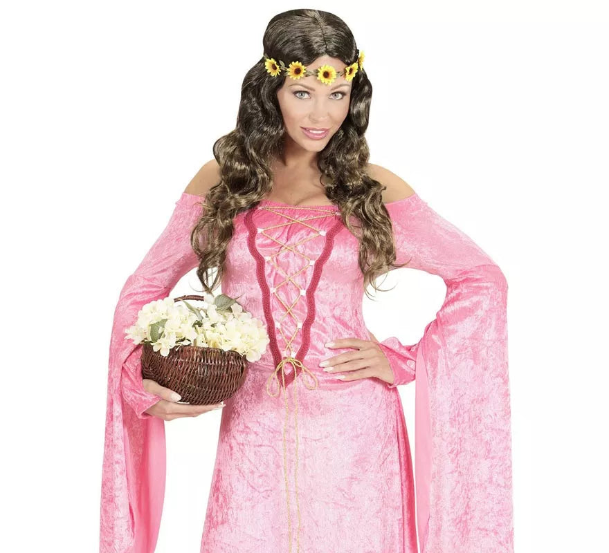 Peluca Hippie o Medieval con cinta en varios colores adulto