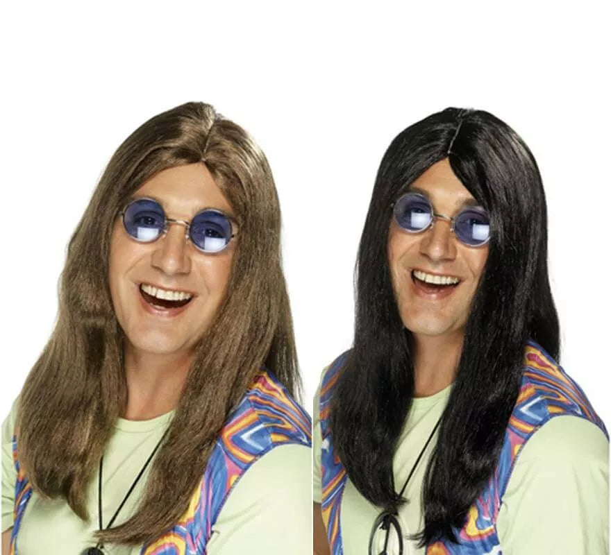 Translation missing: pt-PT.Peluca Hippy Larga con Raya en Medio para Hombre en varios colores