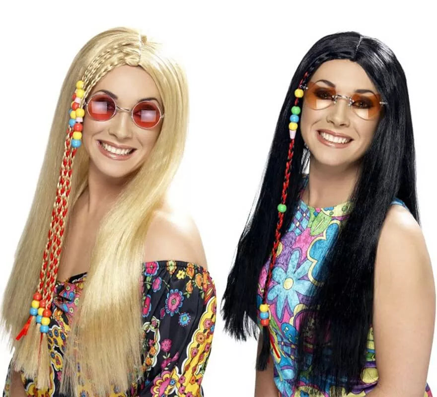 Translation missing: pt-PT.Peluca Hippy Party con Cuentas de Colores para Mujer en varios colores