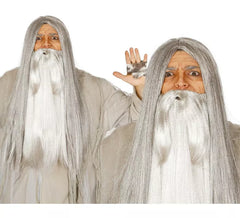 Peruca longa bruxa ou bruxa cinza para o Halloween