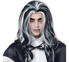 Peruca longa de vampiro com mechas