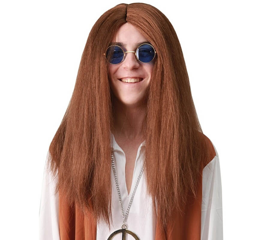 Translation missing: pt-PT.Peluca Larga Lisa Hippie con raya en medio
