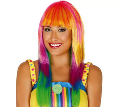 Peruca comprida lisa multicolor