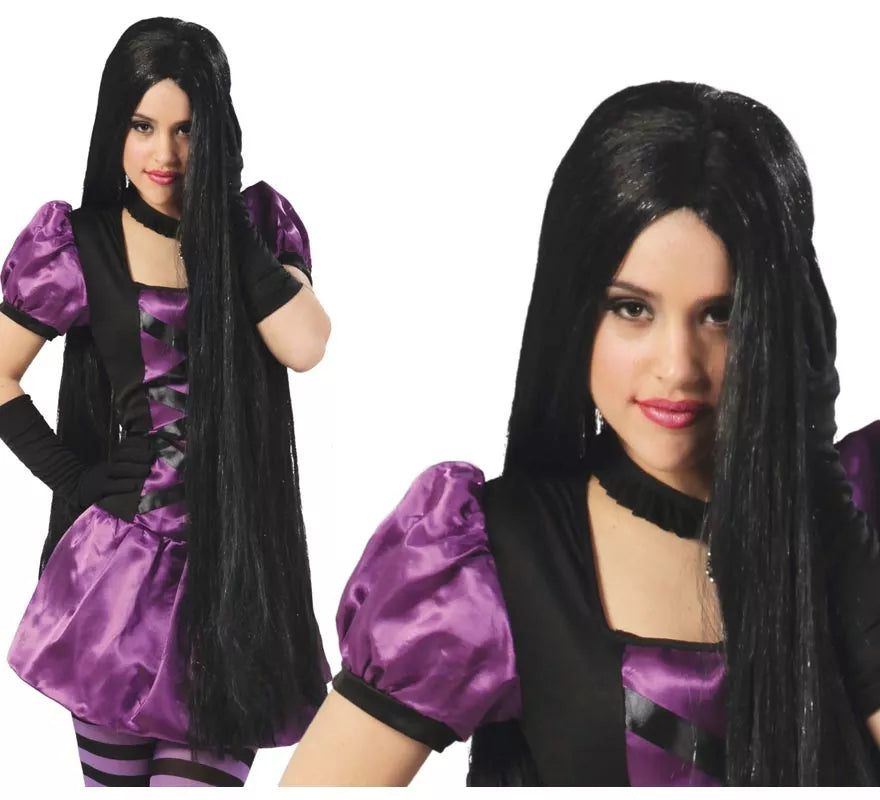 Translation missing: pt-PT.Peluca larga negra extra para Halloween y Carnaval