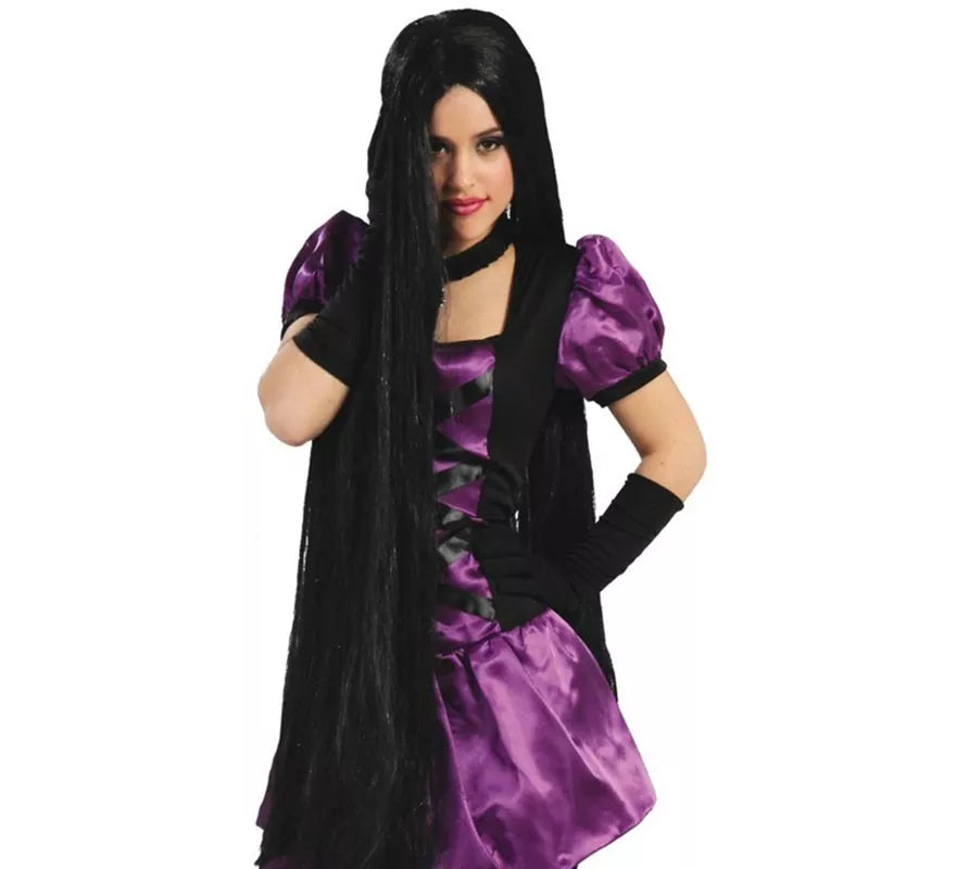 Translation missing: pt-PT.Peluca larga negra extra para Halloween y Carnaval