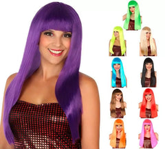Peruca Lisa e Longa com Franja em várias cores