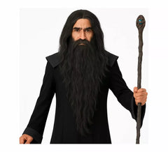 Peruca com cabelo comprido e barba