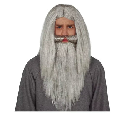 Peluca Mago Melena y Barba Gris