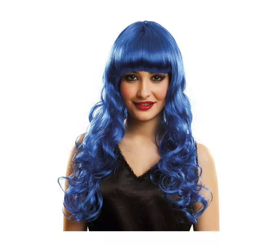 Translation missing: pt-PT.Peluca Melena Katy con rizos y flequillo azul