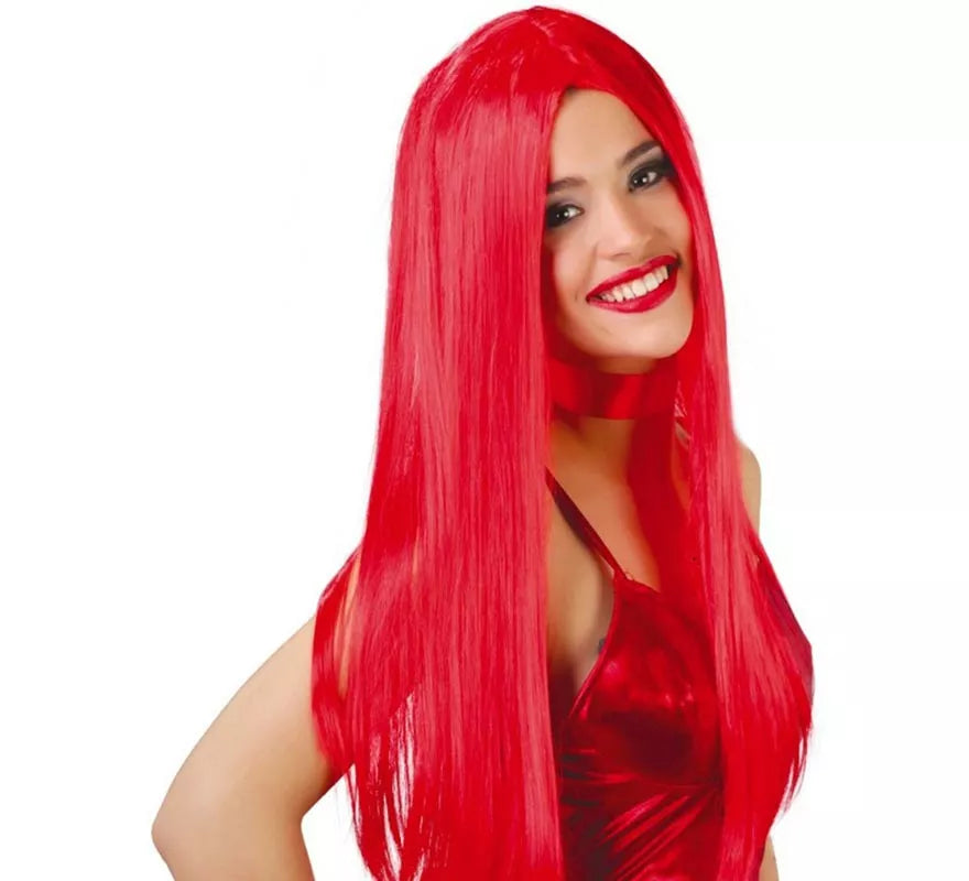 Translation missing: pt-PT.Peluca melena lisa roja de Diablesa para Halloween