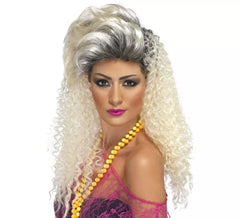 Peruca de cabelo loiro encaracolado dos anos 80 para mulheres