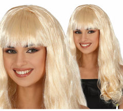 Peruca Loira de Cabelo Longo com Franja Longa