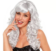 Peruca Ondas branca com franja