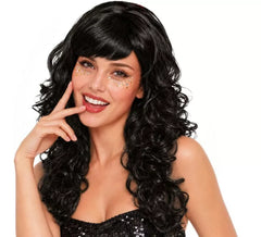 Peruca Ondas preta com franja