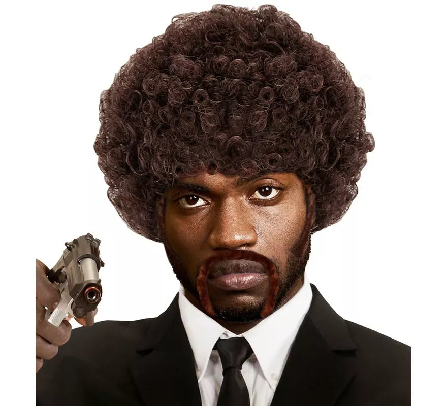 Translation missing: pt-PT.Peluca Pulp Fiction Afro con bigotes y patillas