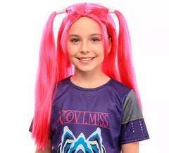 Peruca rosa com tranças para cantora infantil de K-Pop