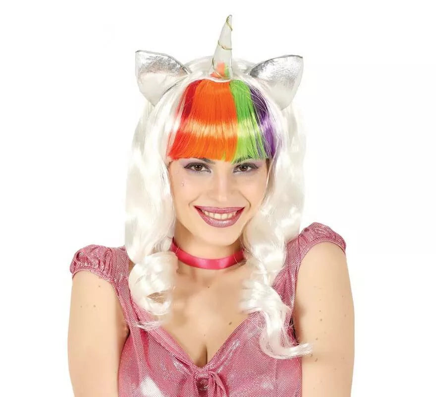 Translation missing: pt-PT.Peluca Unicornio Blanca con Orejas y Cuerno