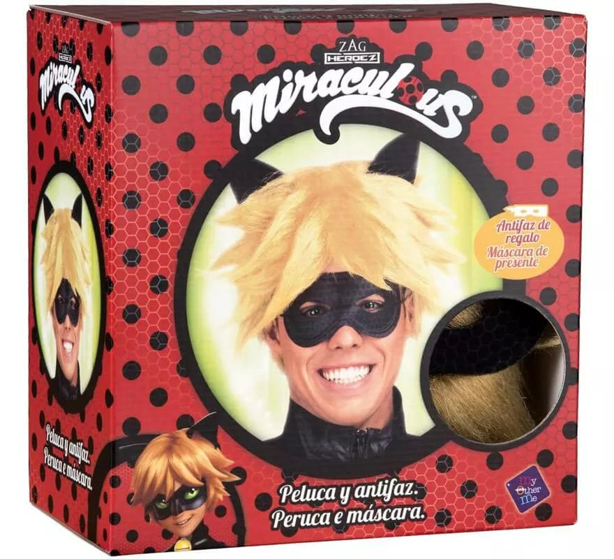 Translation missing: pt-PT.Peluca y Antifaz de Cat Noir en caja para hombre