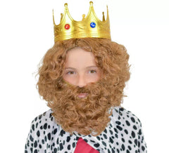 Peruca Infantil Deluxe Marrom e Barba do Rei Mago Gaspar
