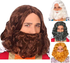 Peruca e Barba de Rey Mago ou San José em várias cores
