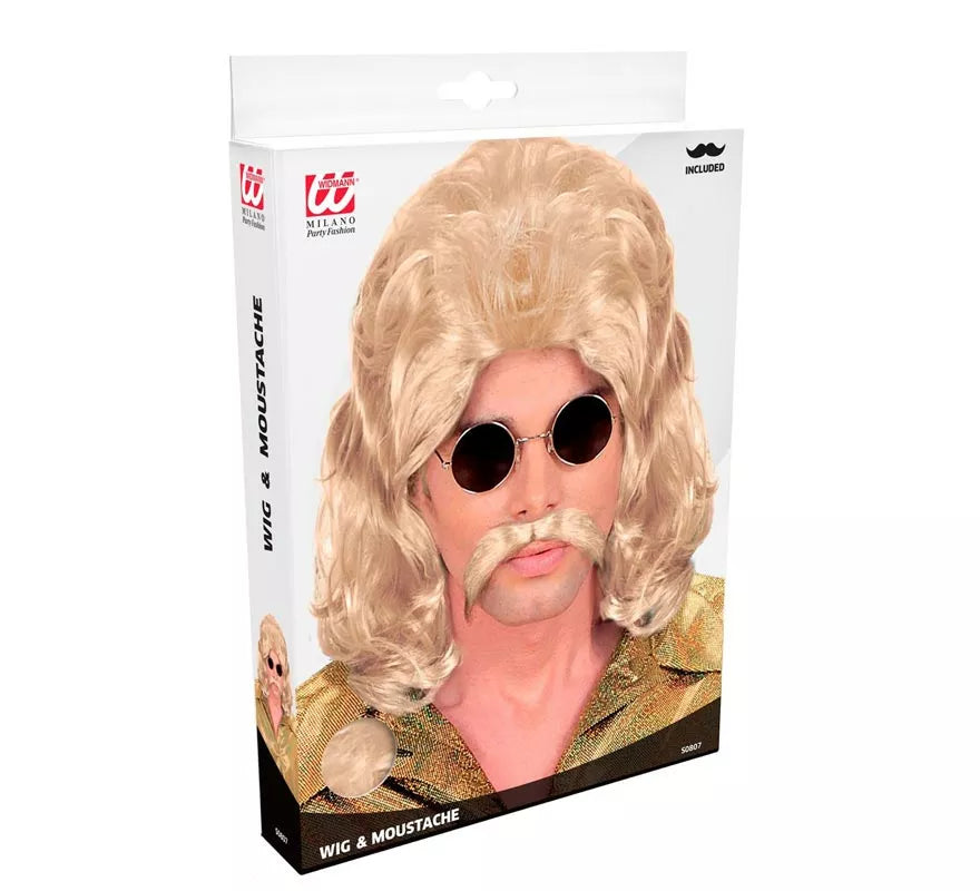 Translation missing: pt-PT.Peluca y Bigote de los años 70 rubia adulto