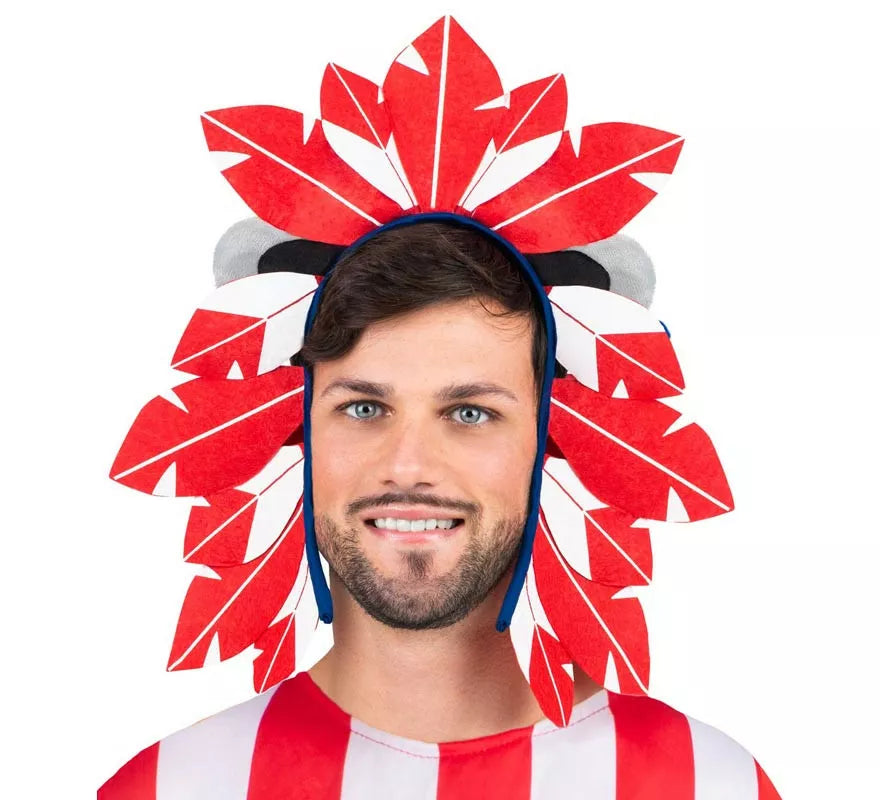 Translation missing: pt-PT.Penacho de Indi Atlético de Madrid rojo y blanco adulto