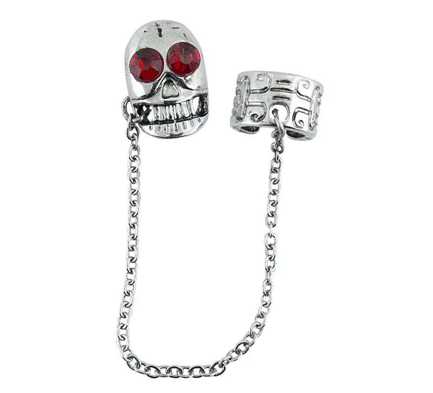 Translation missing: pt-PT.Pendiente con cadena de Calavera con Piedras Rojas