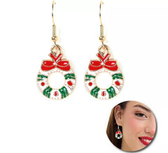 Brincos Guirlanda de Natal com laço 1,5x2,5 cm