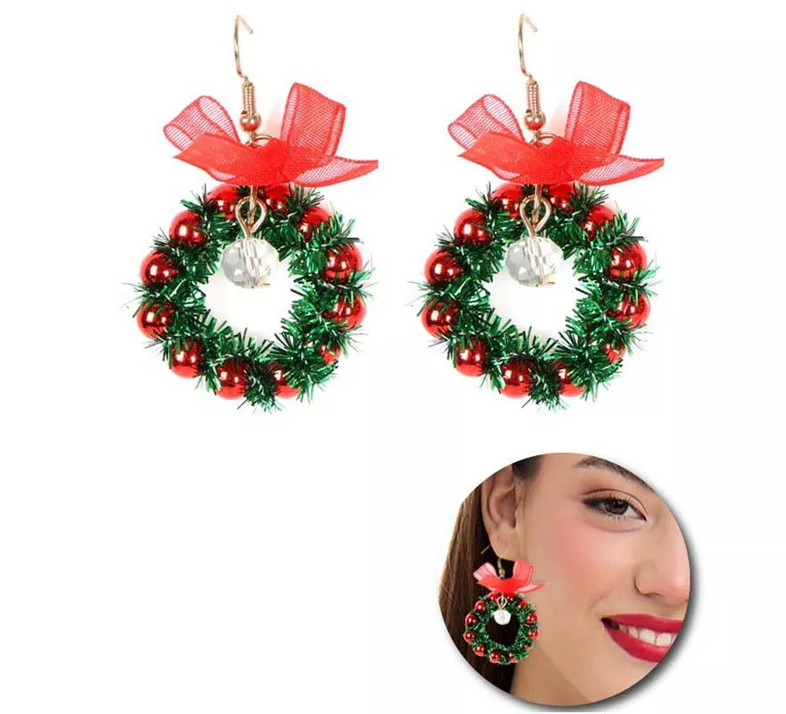 Translation missing: pt-PT.Pendientes Corona de Navidad verde de 3x4 cm