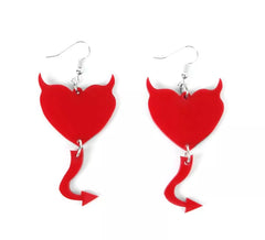 Brincos Coração Diabo Vermelho