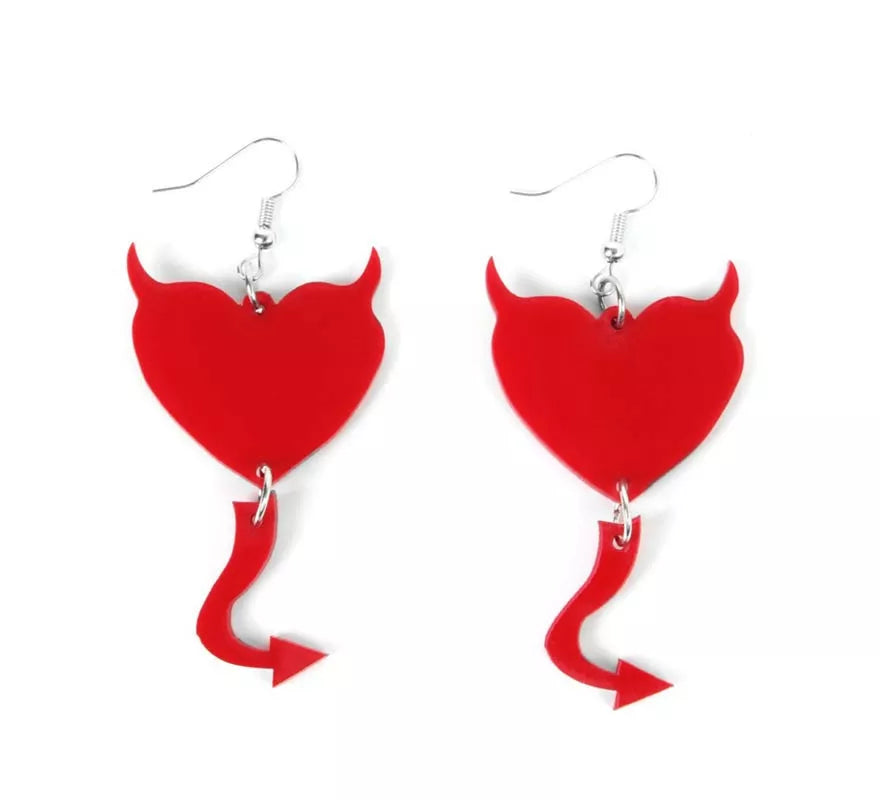 Translation missing: pt-PT.Pendientes de Corazón Diablesa rojo