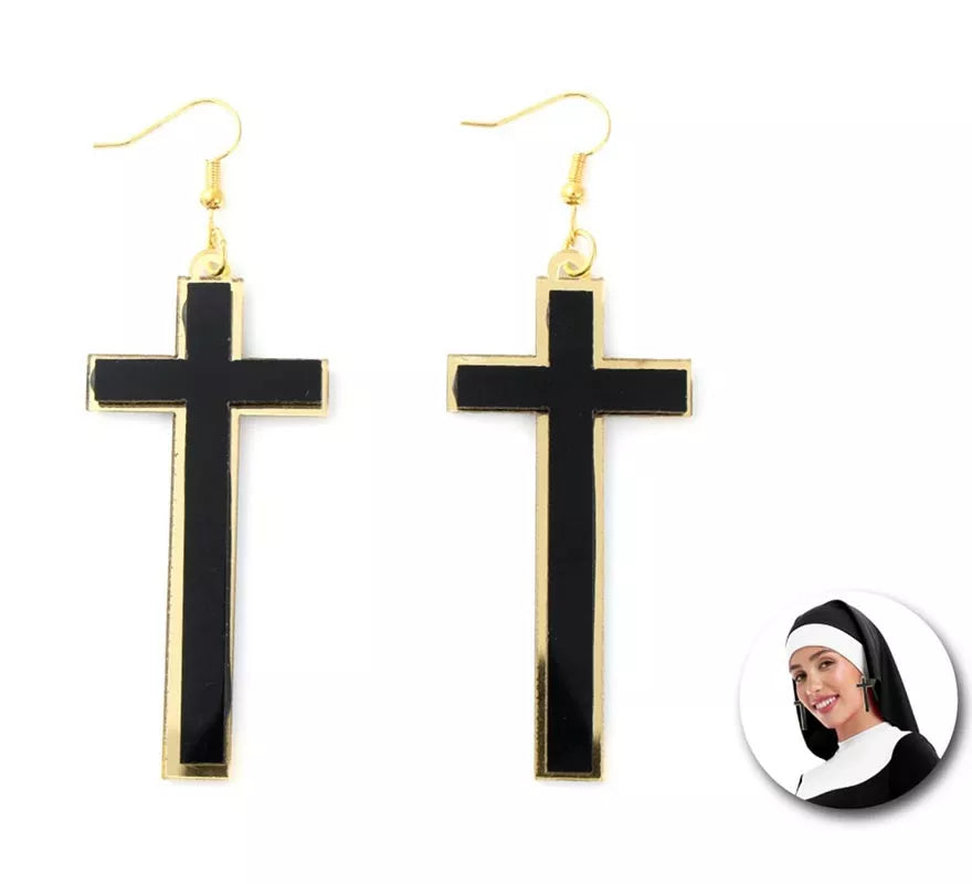 Translation missing: pt-PT.Pendientes de Cruces negro y dorado