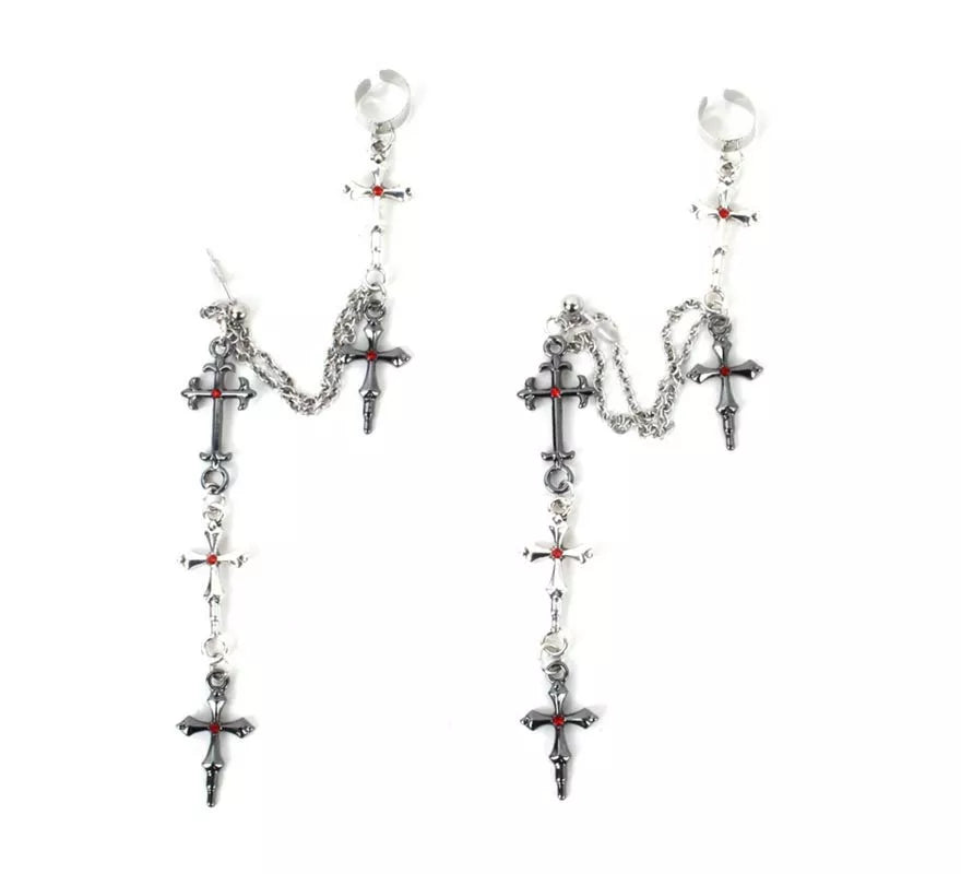Translation missing: pt-PT.Pendientes de Cruz Gótico con cadenas