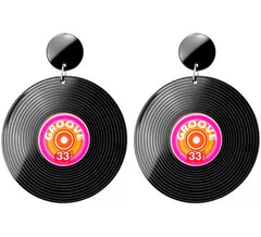 Brincos de disco de vinil dos anos 80