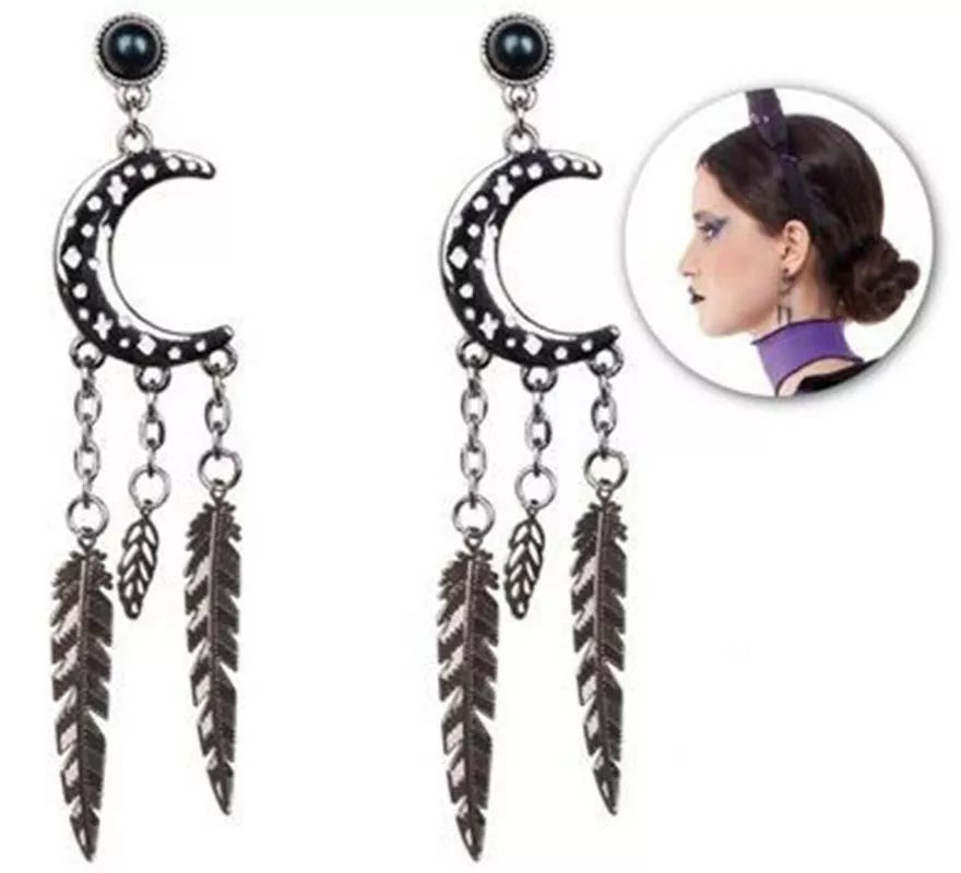 Translation missing: pt-PT.Pendientes de Medias Lunas con Plumas